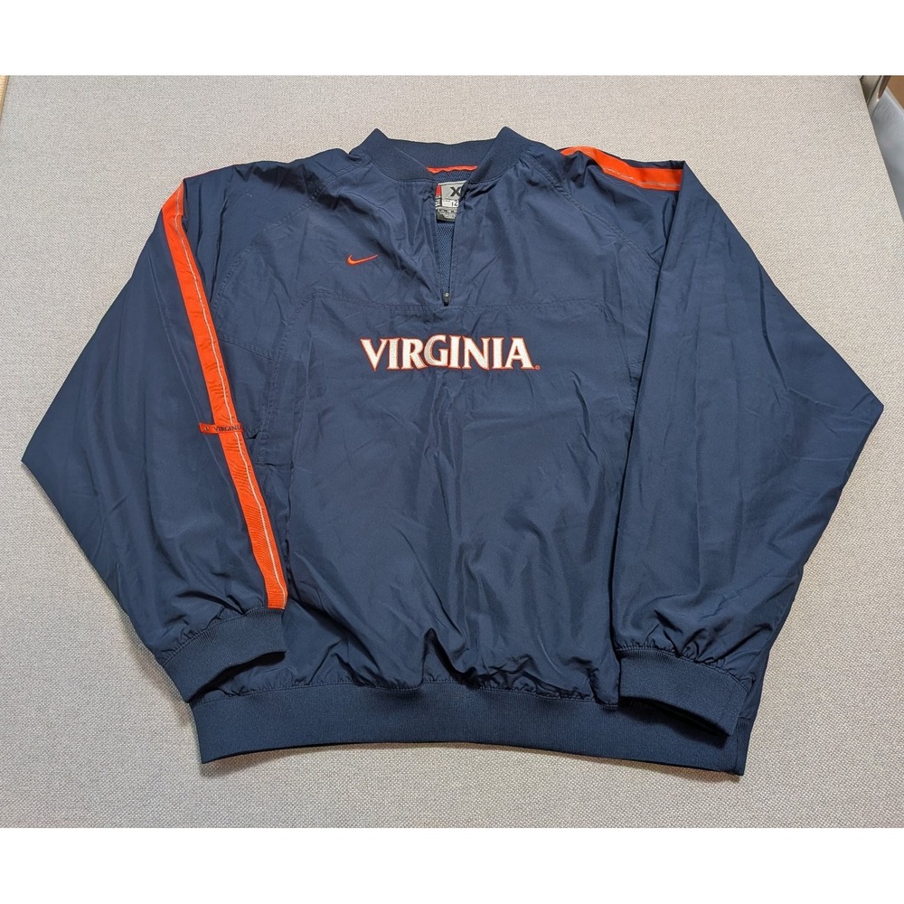 Nike UVA Virginia Cavaliers Player Issue Jacket Mens XL Navy Blue Quarter Zip
